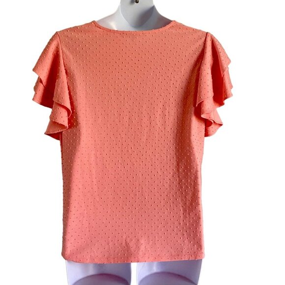 Zoey & Leelo Peach Top with Ruffle Sleeves Woman's Plus Size 2X NEW - Picture 6 of 9